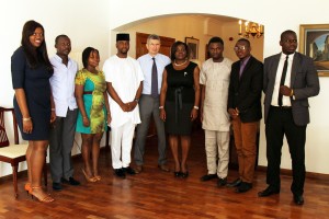 Deputy British High Commissoner Ray Kyles, Co founder TFAA, Adebola William, ED, The Future Project, Mfon Ekpo and the winners of The Future Awards Africa 2015